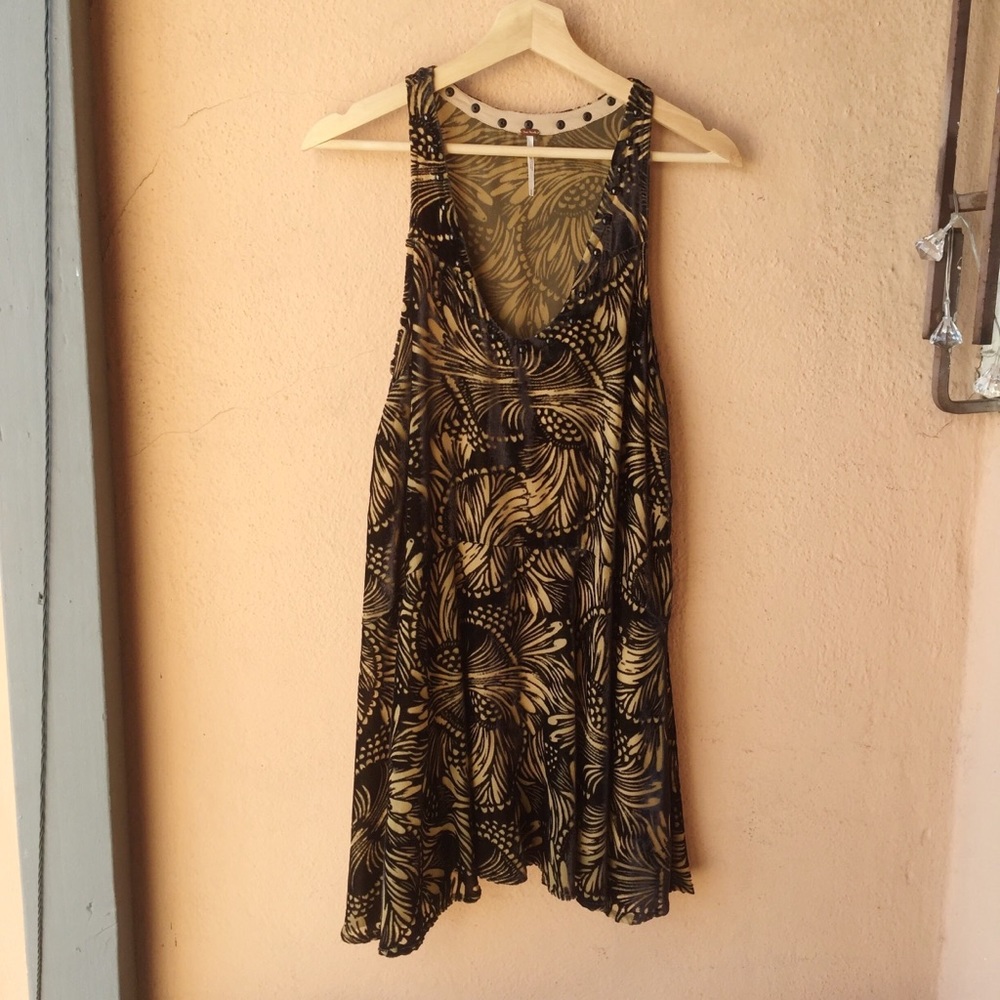 Free People Ellie velvet burnout mini dress yellow - Picture 3 of 6